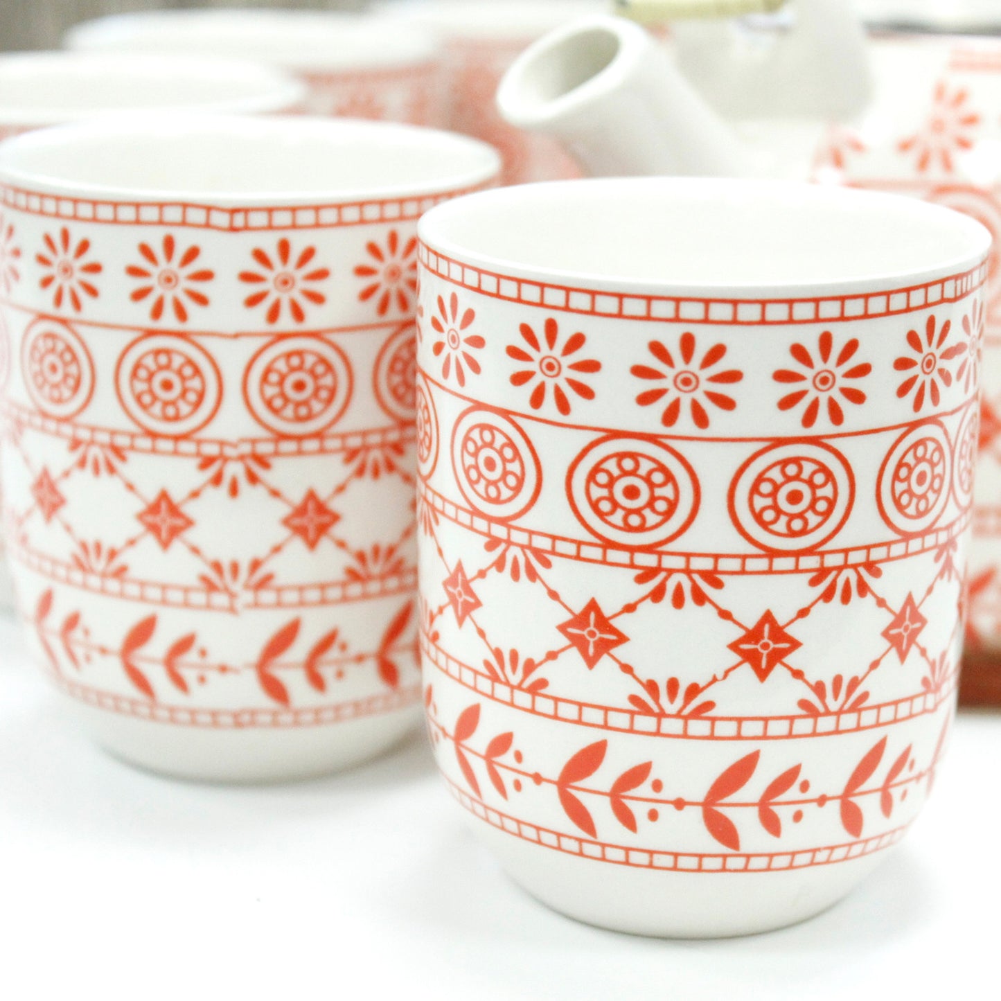 Ceramic Teapot & 6 Cups Set Herbal Tea Pot Set With Strainer