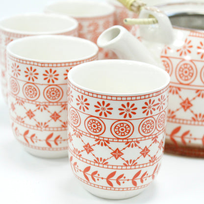 Ceramic Teapot & 6 Cups Set Herbal Tea Pot Set With Strainer
