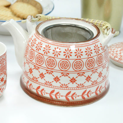 Ceramic Teapot & 6 Cups Set Herbal Tea Pot Set With Strainer