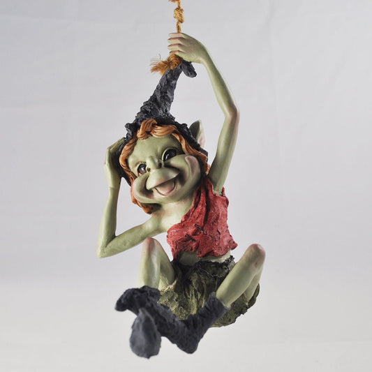 Pixie Hanging On Rope Garden Home Decor Figurine