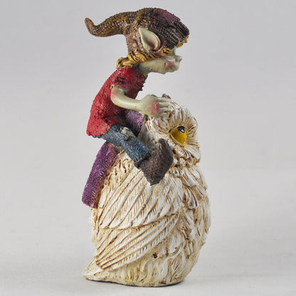 Pixie Riding An Owl Home Or Garden Decor Figurine