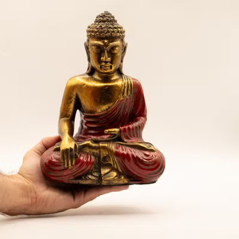 Red & Gold Buddha 22 cm High Hand Painted Figure