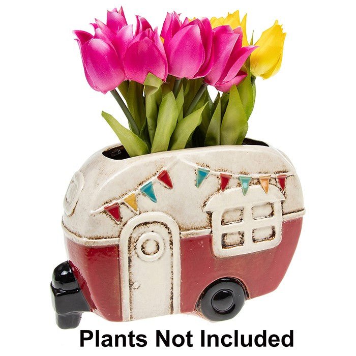 Retro Caravan Planter - Plant Pot In Red By Village Pottery