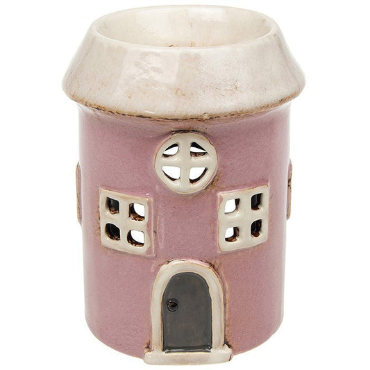 Pink House Ceramic Tealight Warmer for Wax Melts and Oil