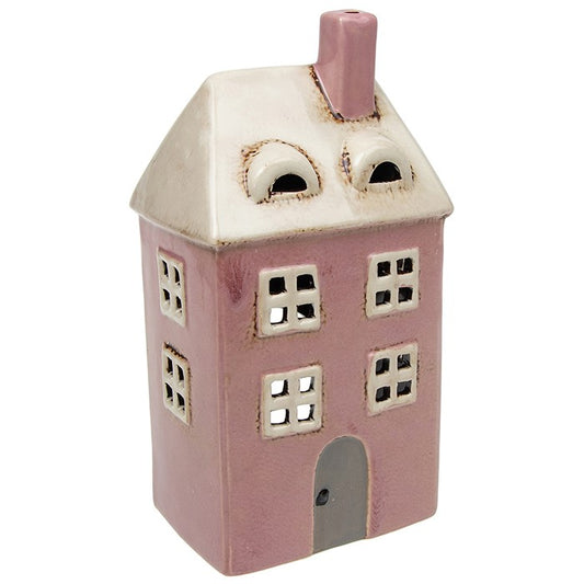 Village Pottery Pink House Tea Light Holder