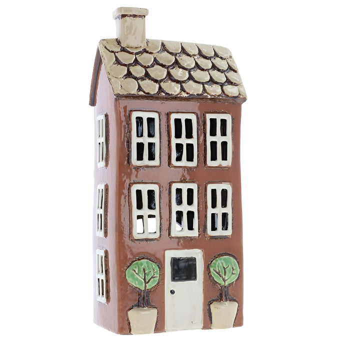 Village Pottery Garden House Brick Colour Tea Light Holder