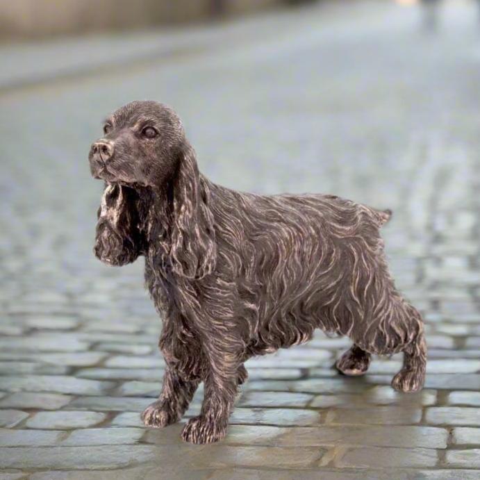 Cocker Spaniel Dog Figure In Cold Cast Bronze