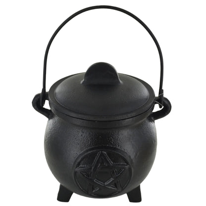 Large Cast Iron Cauldron Pentagram Design With Removable Lid