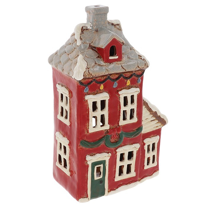 Village Pottery Christmas House Tealight Holder
