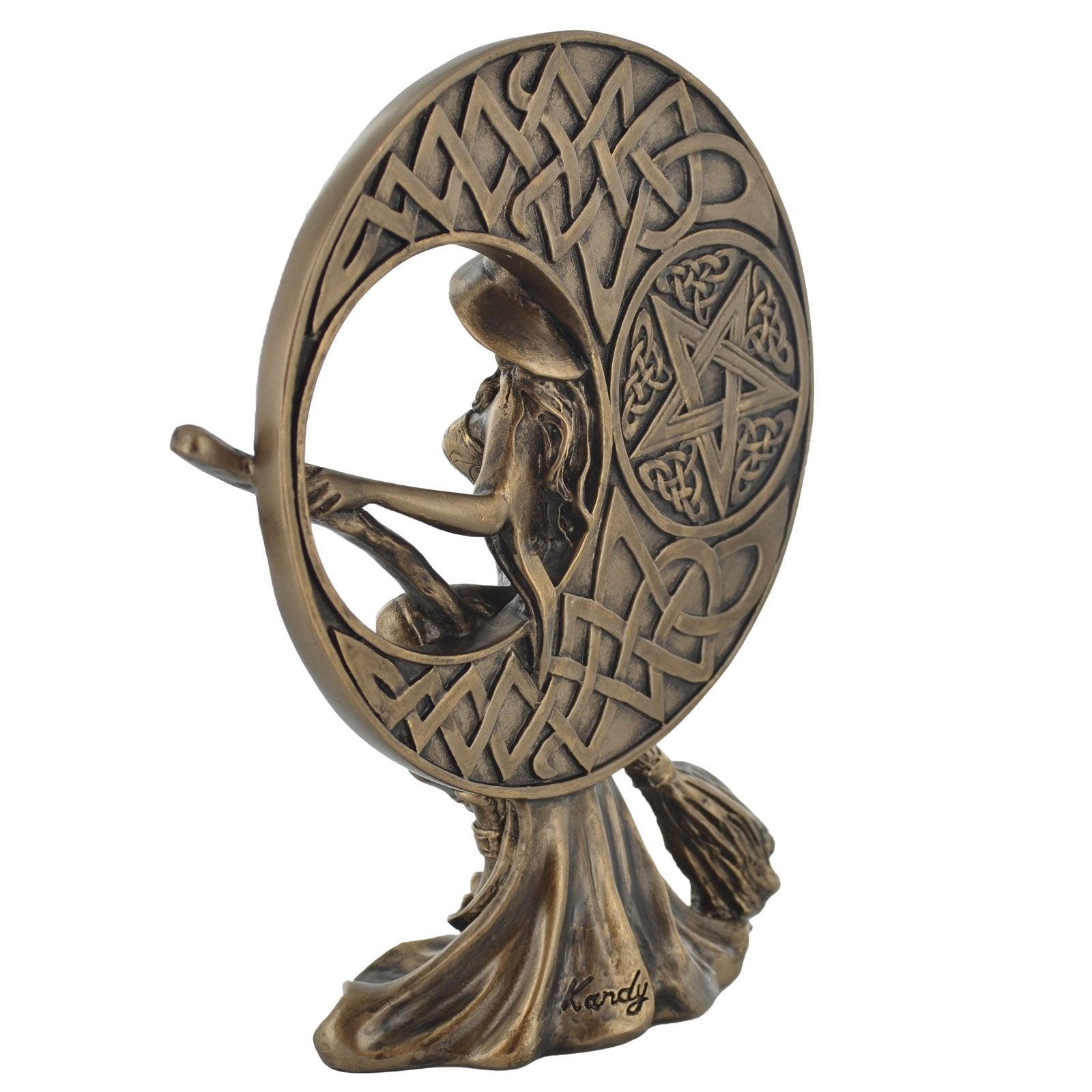 Witch With Celtic Moon Bronze Ornament