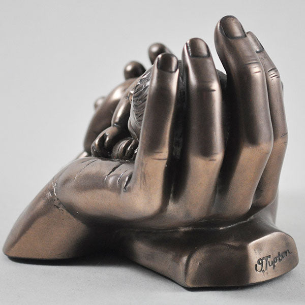 Baby In Hands, Sweet Dreams Cold Cast Bronze Sculpture