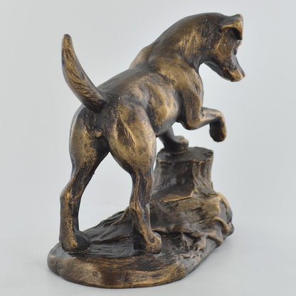 Jack Russell Dog Figure Painted Bronze Resin Sculpture