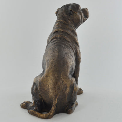 Bull Terrier Sitting Dog Painted Bronze Resin Sculpture