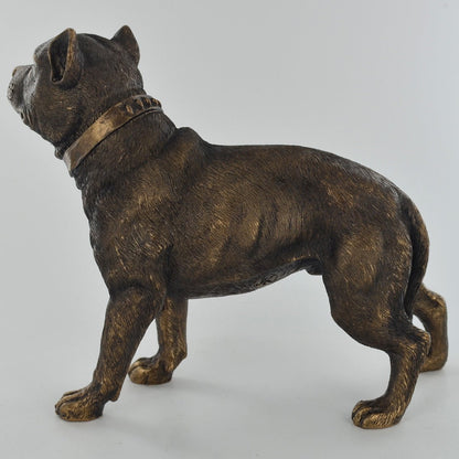 Pit Bull Terrier Dog Painted Bronze Resin Sculpture
