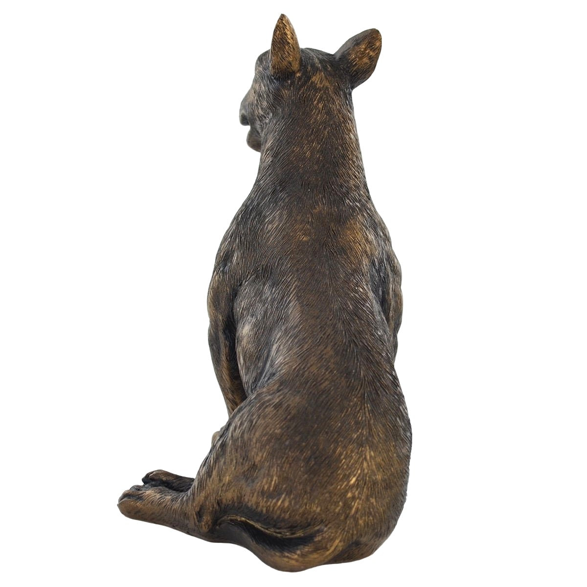 Bull Terrier Dog Sitting Painted Bronze Resin Sculpture