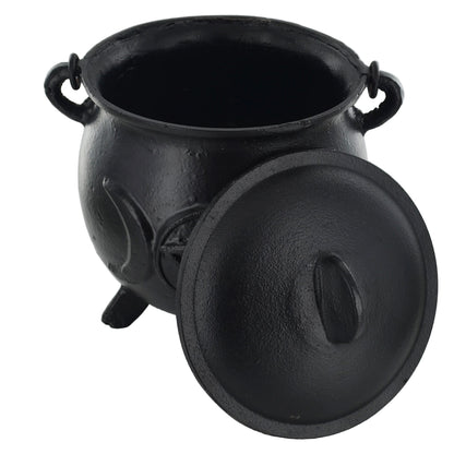 Extra Large Cast Iron Cauldron Triple Moon Design With Removable Lid