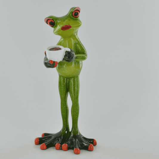 Comical Frog Coffee Break Resin Figurine
