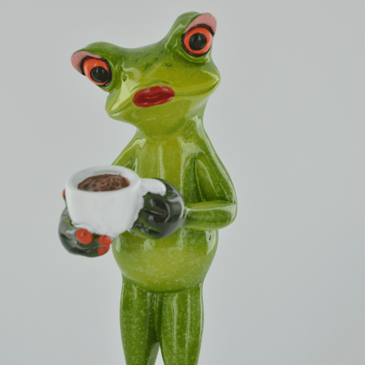 Comical Frog Coffee Break Resin Figurine