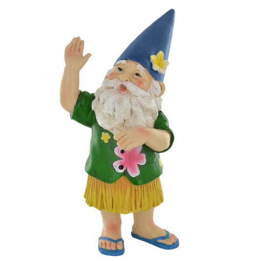 Gnome On Holiday With Hula Skirt Comical Garden Décor