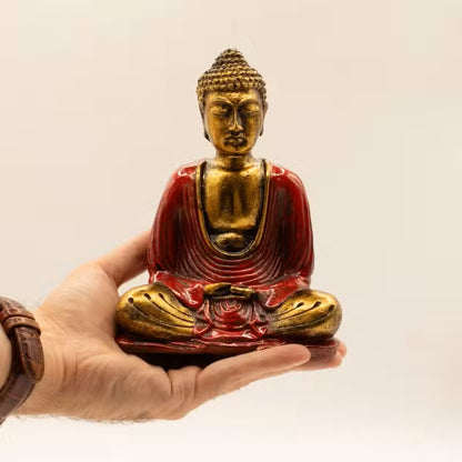 Red & Gold Buddha 16.5 cm High Hand Painted Figure