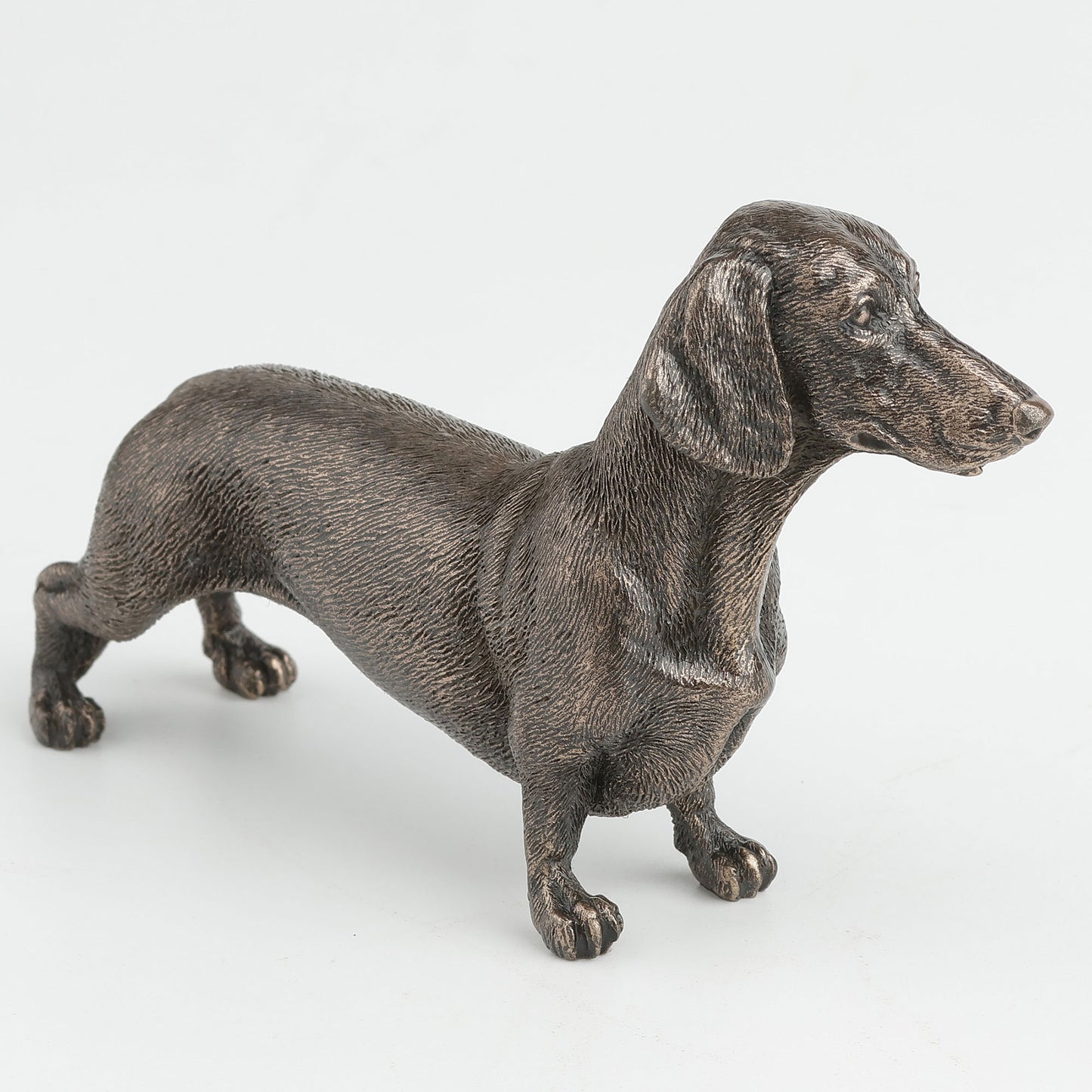 Dachshund Dog Standing Cold Cast Bronze Sausage Dog Sculpture