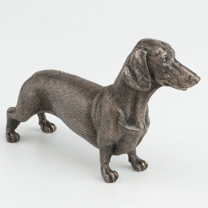 Dachshund Dog Standing Cold Cast Bronze Sausage Dog Sculpture