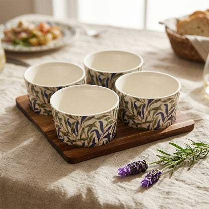 Willow Bough 4 Snack Bowls On Wooden Tray William Morris for Kitchen & Home