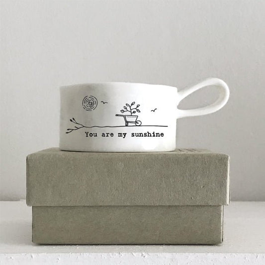 Porcelain You Are My Sunshine Handled Tea Light Holder By East of India