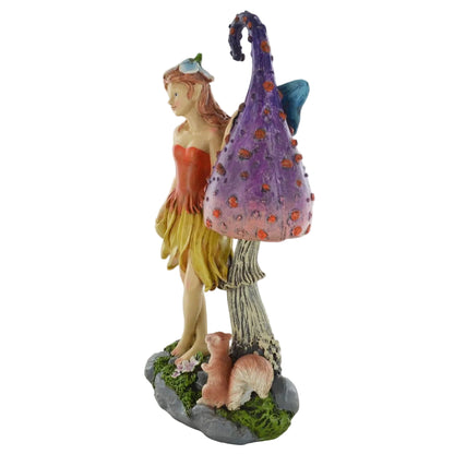 Fairy Mushroom & Squirrel Indoor Outdoor Décor Sculpture Fairy Pixie Gnome Fantasy