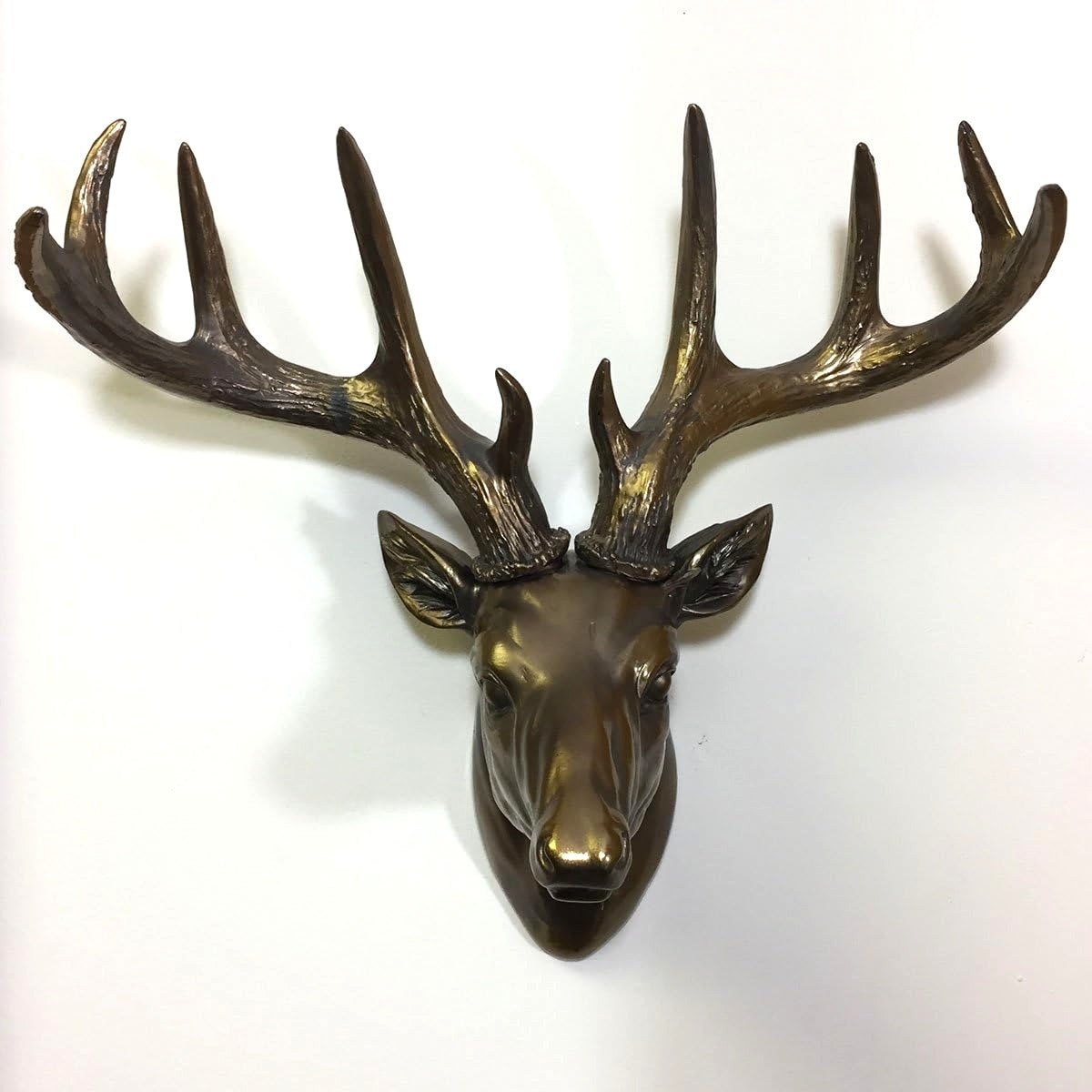 Deer Head Wall Decoration in Painted Bronze Stag Animal Wildlife Home Decor