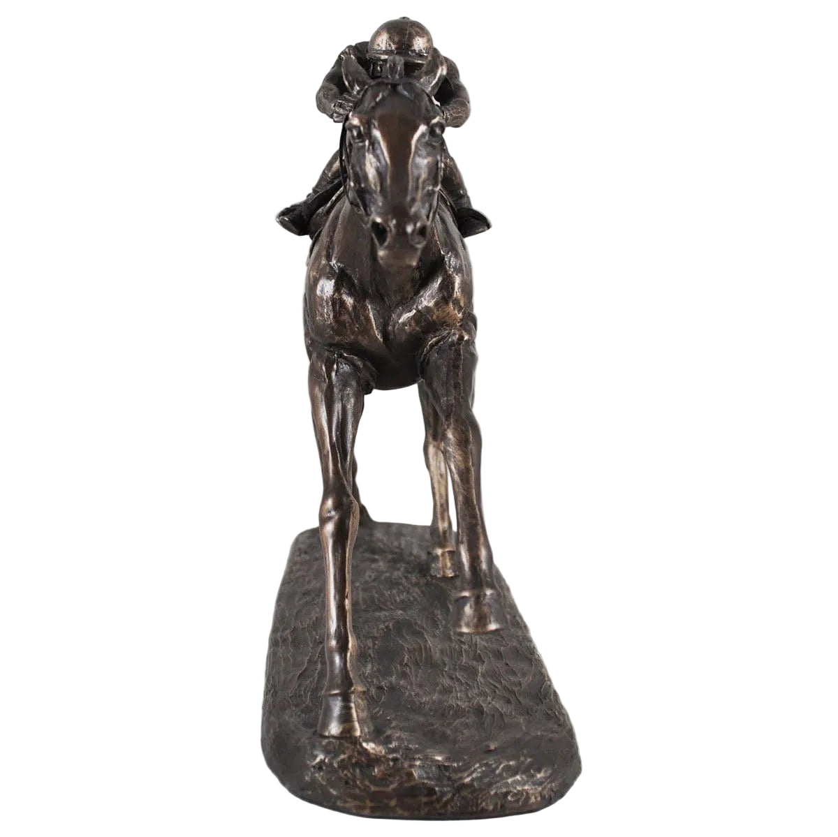 Bronze statue of a horse on a white background