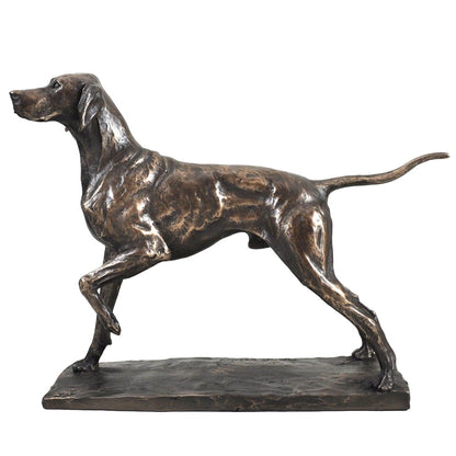 Pointer Dog Sculpture Signed David Geenty In Cold Cast Bronze