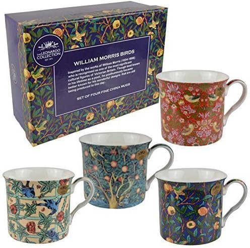 William Morris Birds Set of 4 China Mugs