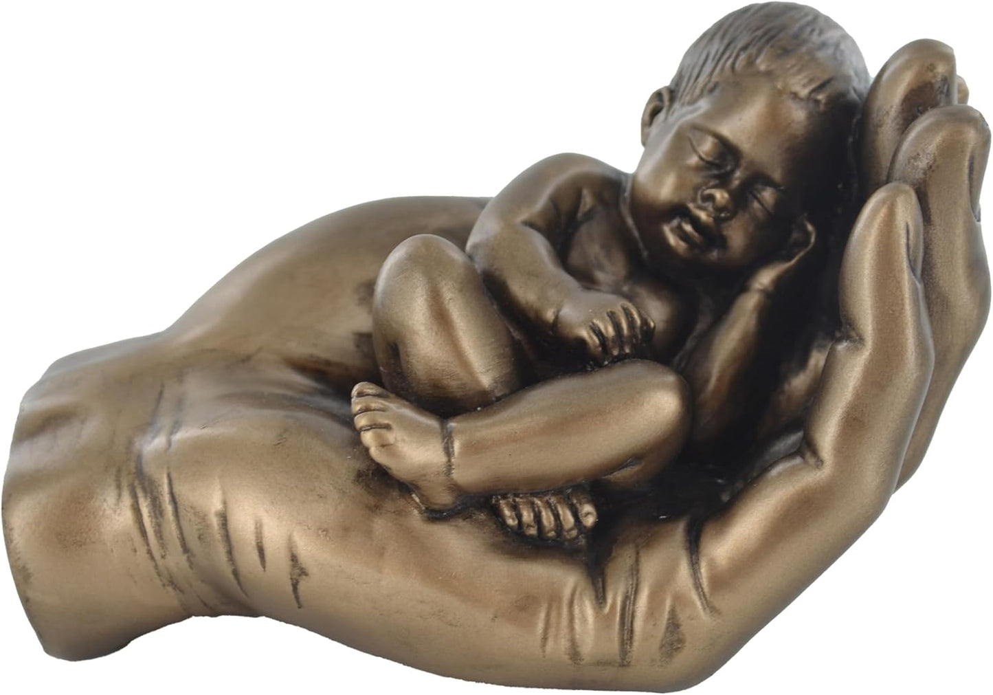 A Little Handful, Cold Cast Bronze Baby In Hand Sculpture