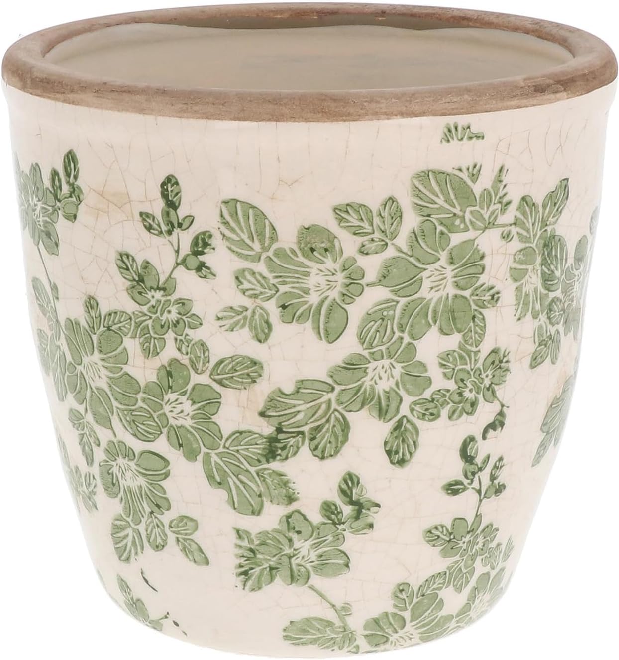 Ceramic Clematis Garden Planter Green & Cream