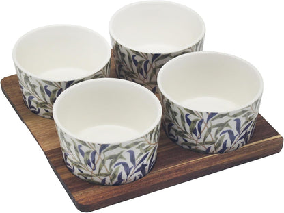 Willow Bough 4 Snack Bowls On Wooden Tray William Morris for Kitchen & Home