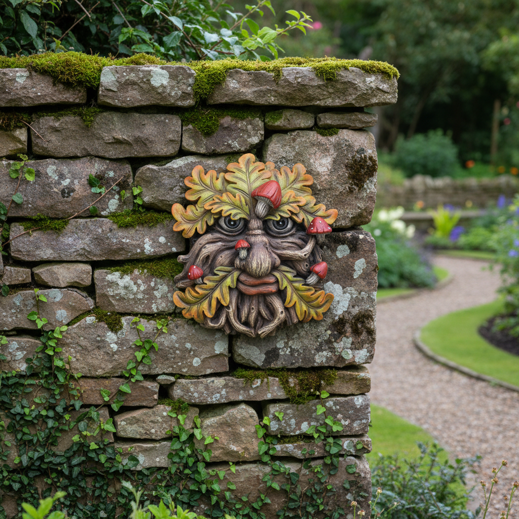 Greenman Face Wall Plaque Fungiface Garden Wall Decoration, Tree Ent