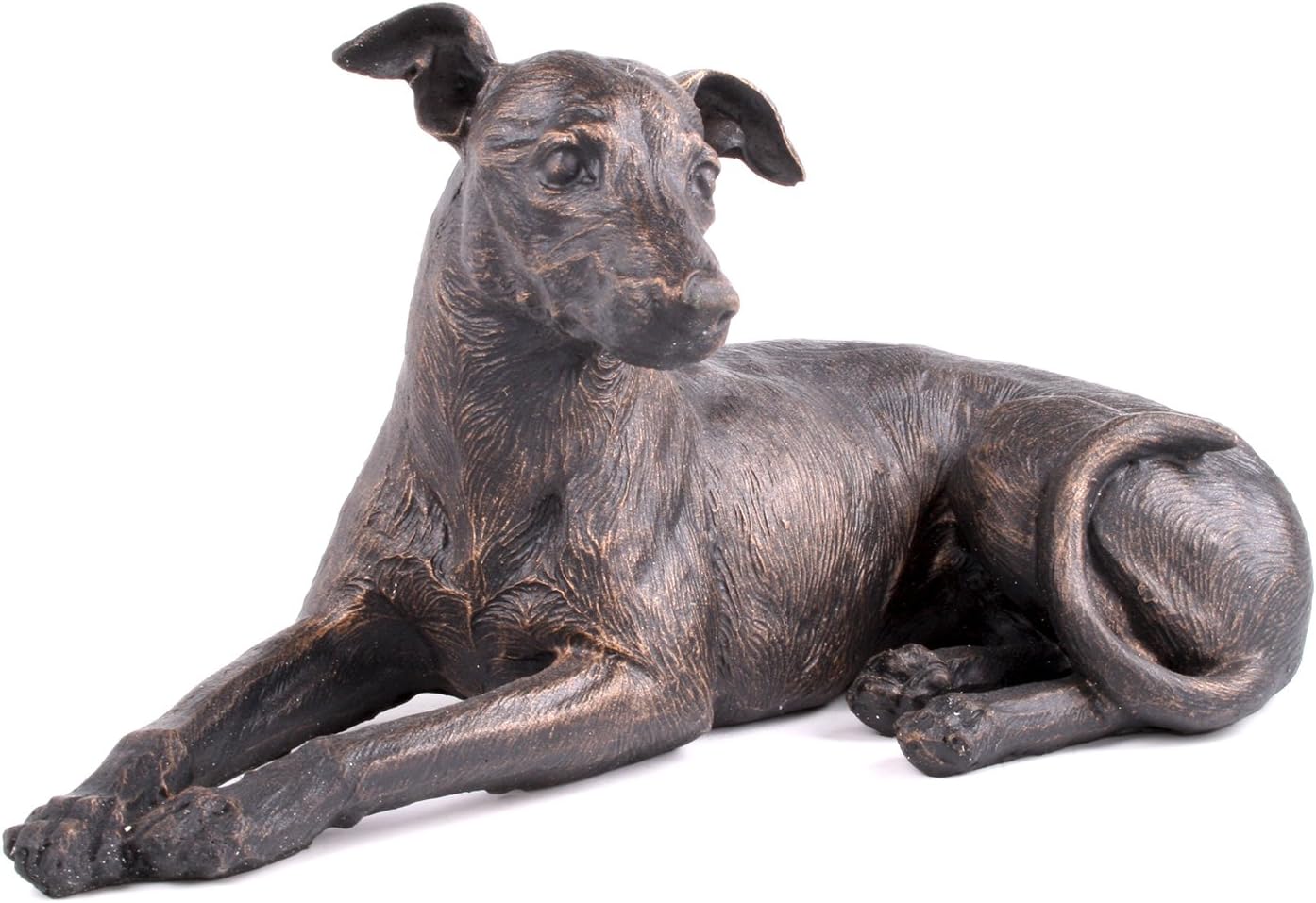 Greyhound Dog Painted Bronze Resin Sculpture Laying Down