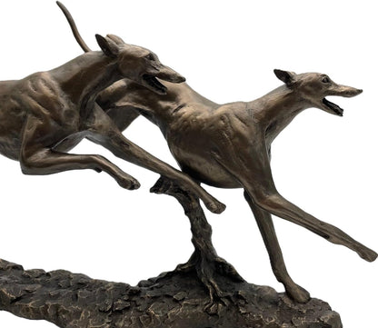 The Winner, Pair of Greyhounds Cold Cast Bronze Figure By David Geenty