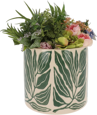 Tropic Leaf Garden Design Planter Pot Green With Neutral Background
