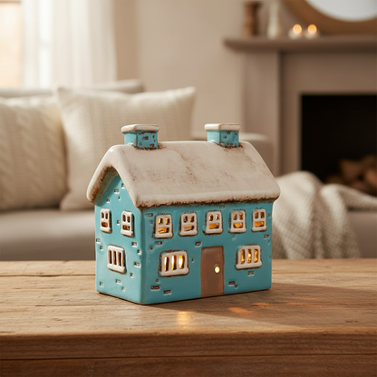 Village Pottery Blue House Tealight Holder