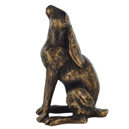 Daisy Sitting Bronze Effect Moon Gazing Hare Sculpture By Harriet Glen Home Decor