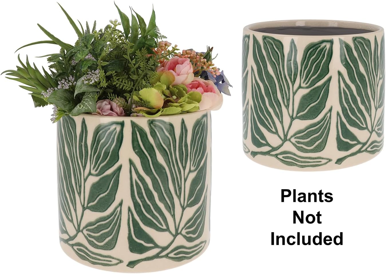 Tropic Leaf Garden Design Planter Pot Green With Neutral Background