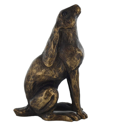 Daisy Sitting Bronze Effect Moon Gazing Hare Sculpture By Harriet Glen Home Decor