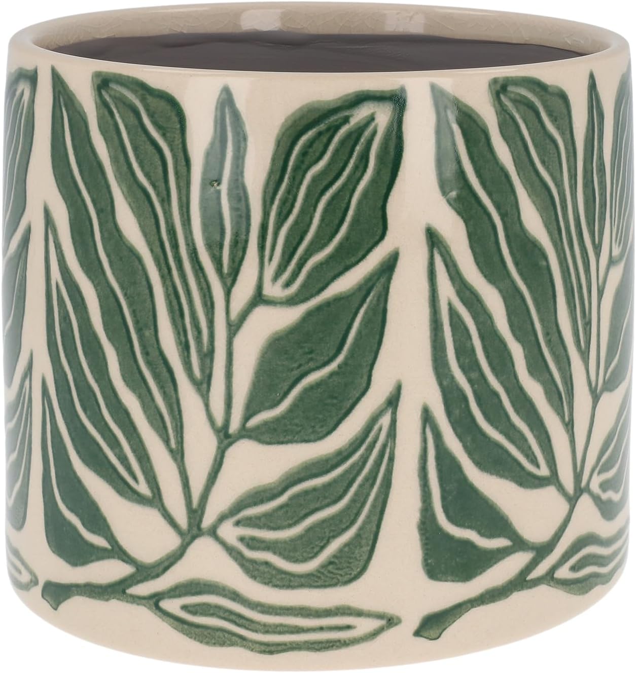Tropic Leaf Garden Design Planter Pot Green With Neutral Background