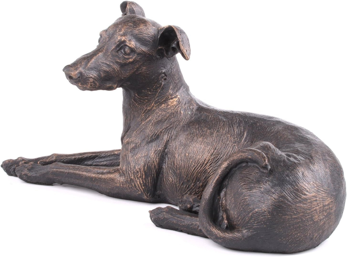 Greyhound Dog Painted Bronze Resin Sculpture Laying Down