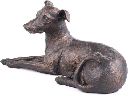 Greyhound Dog Painted Bronze Resin Sculpture Laying Down