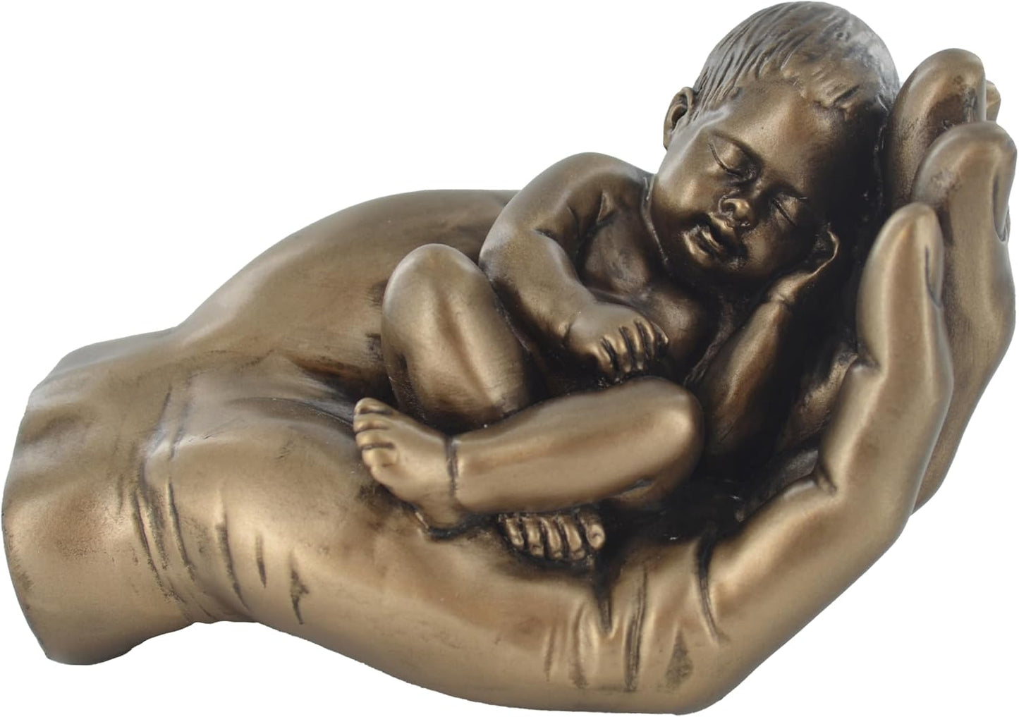 A Little Handful, Cold Cast Bronze Baby In Hand Sculpture
