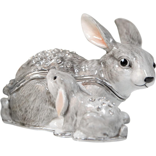Rabbit With Baby Trinket Box