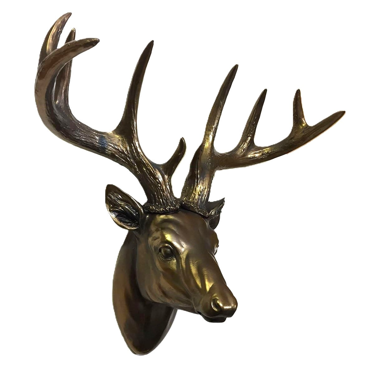 Deer Head Wall Decoration in Painted Bronze Stag Animal Wildlife Home Decor